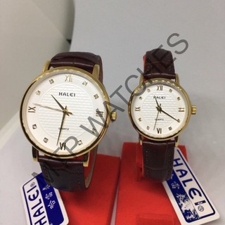 Cặp đồng hồ nam nữ Halei dây da chống nước cực đẹp -MTP WATCHES