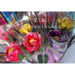 Hoa hồng phối kẹo chupa chups (1 bông)