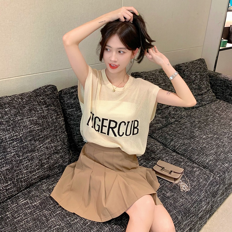 Áo dệt kim ZHELIHANGFEI không tay in chữ quyến rũ thời trang