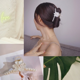 Kẹp càng cua đính hạt ngọc phong cách Hàn Quốc