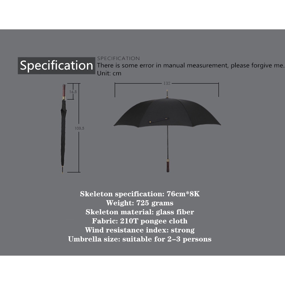 Ô dù cao cấp PARACHASE cán thẳng dài chống tia UV - Mẫu 132cm big size