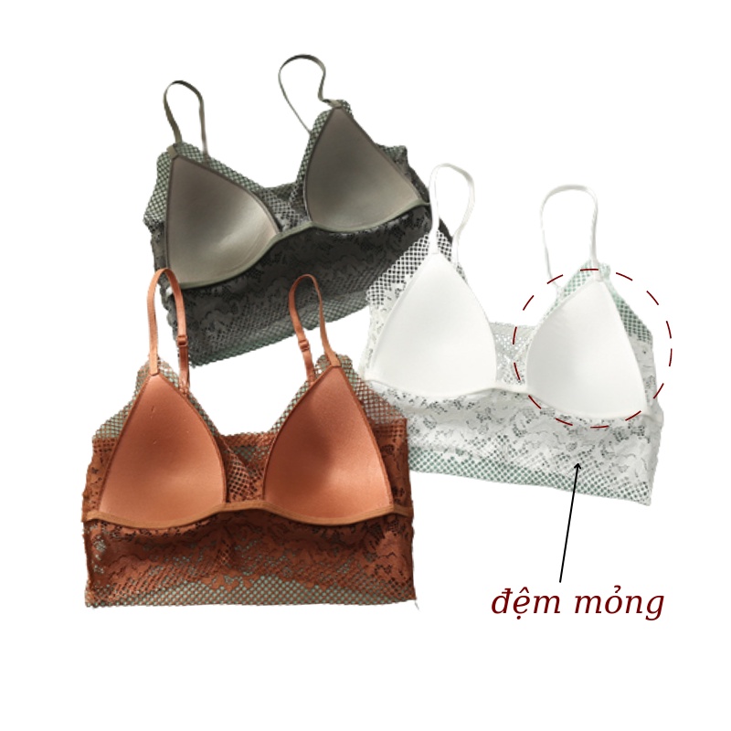 Áo Ngực Ren Hoa 2 Dây Không Gọng Mút Mỏng Quyến Rũ OTIS - 7369
