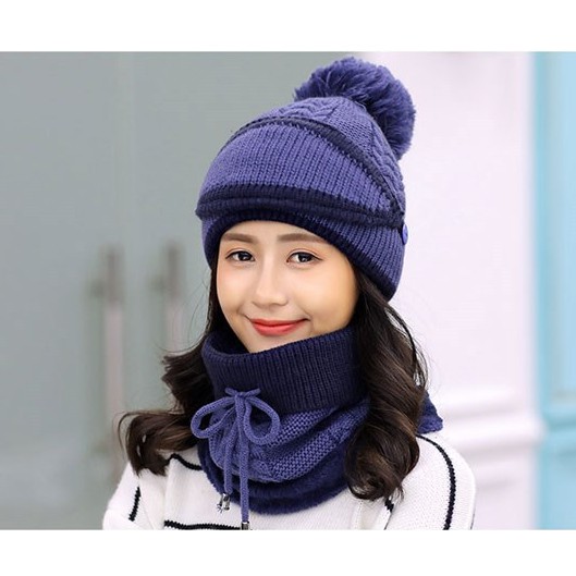 Set khăn mũ khẩu trang khăn 3 in 1 cho nữ