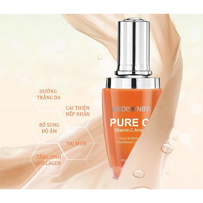 [Giao Ngay Lập Tức] Tinh Chất Dưỡng Trắng Mờ Thâm Mediskin-By-C Pure C+ Vitamin C Ampoule 30ml