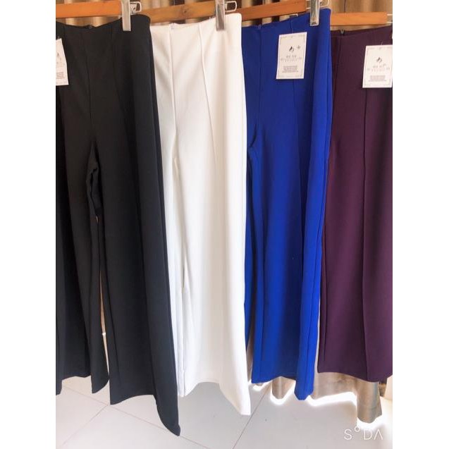 Quần ống rộng dáng dài có gân giữa chất cát hàn co dãn | BigBuy360 - bigbuy360.vn