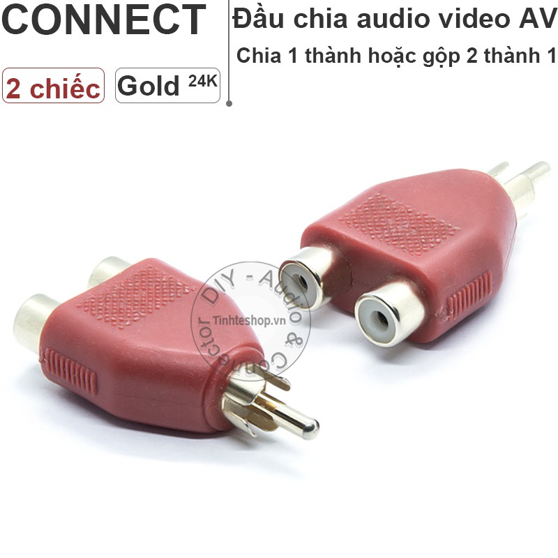 2 chiếc - Đầu rắc chia cổng âm thanh video AV RCA 1 thành 2 hoặc gộp tín hiệu audio video 2 vào 1