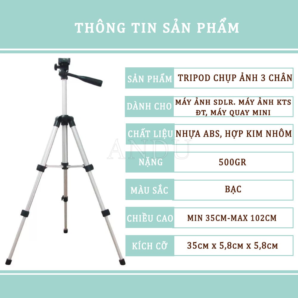 Chân Máy Chụp Ảnh Tripot Tặng Kèm Kẹp Điện Thoại Đa Năng