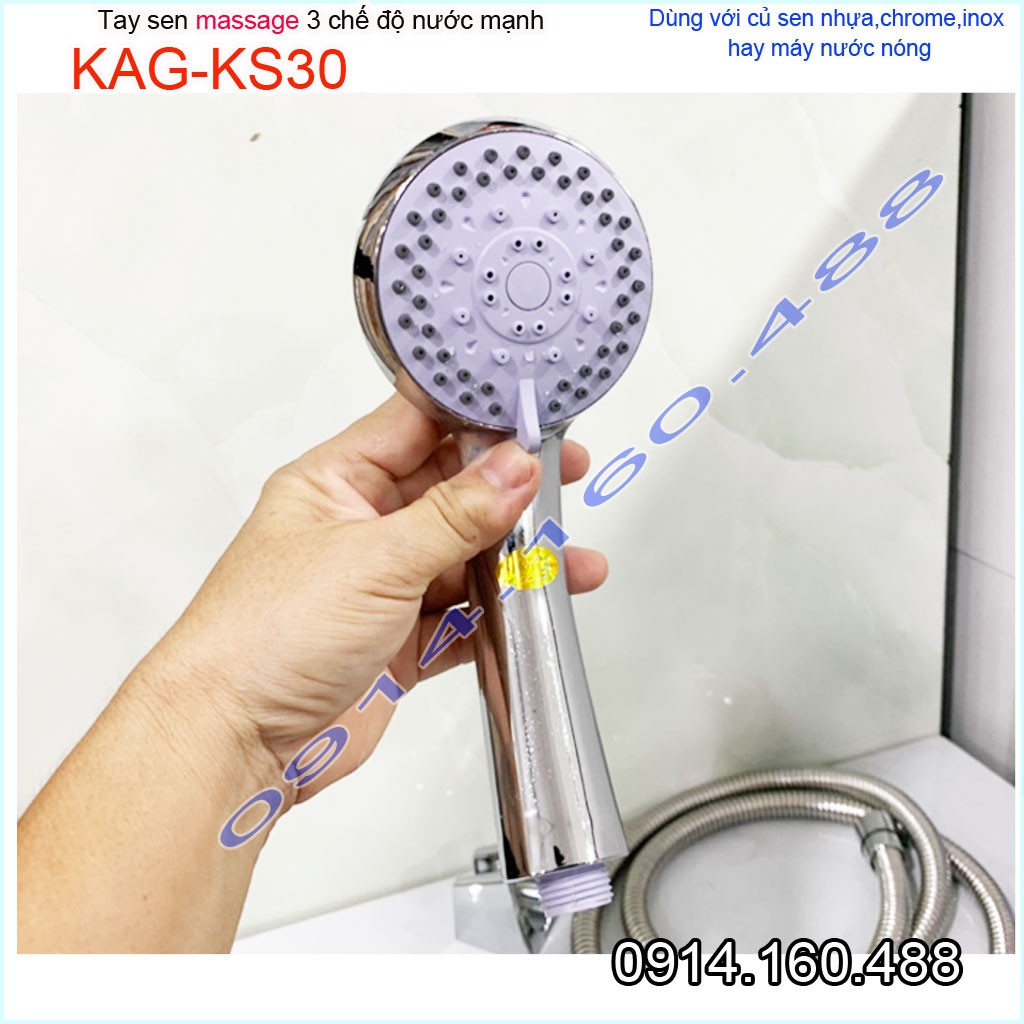 Vòi sen tắm cao cấp KAG-KS30 trọn bộ có dây, Best Sales shower head vòi hoa sen tia nước mạnh sử dụng tốt