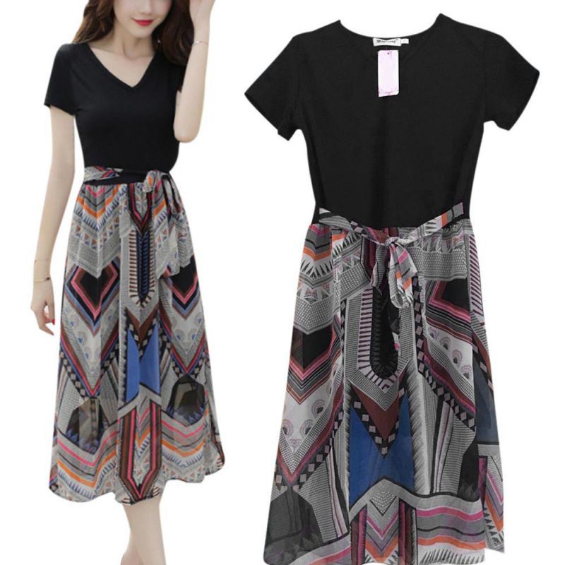 Đầm Maxi chất Chiffon hoạ tiết hoa có size lớn