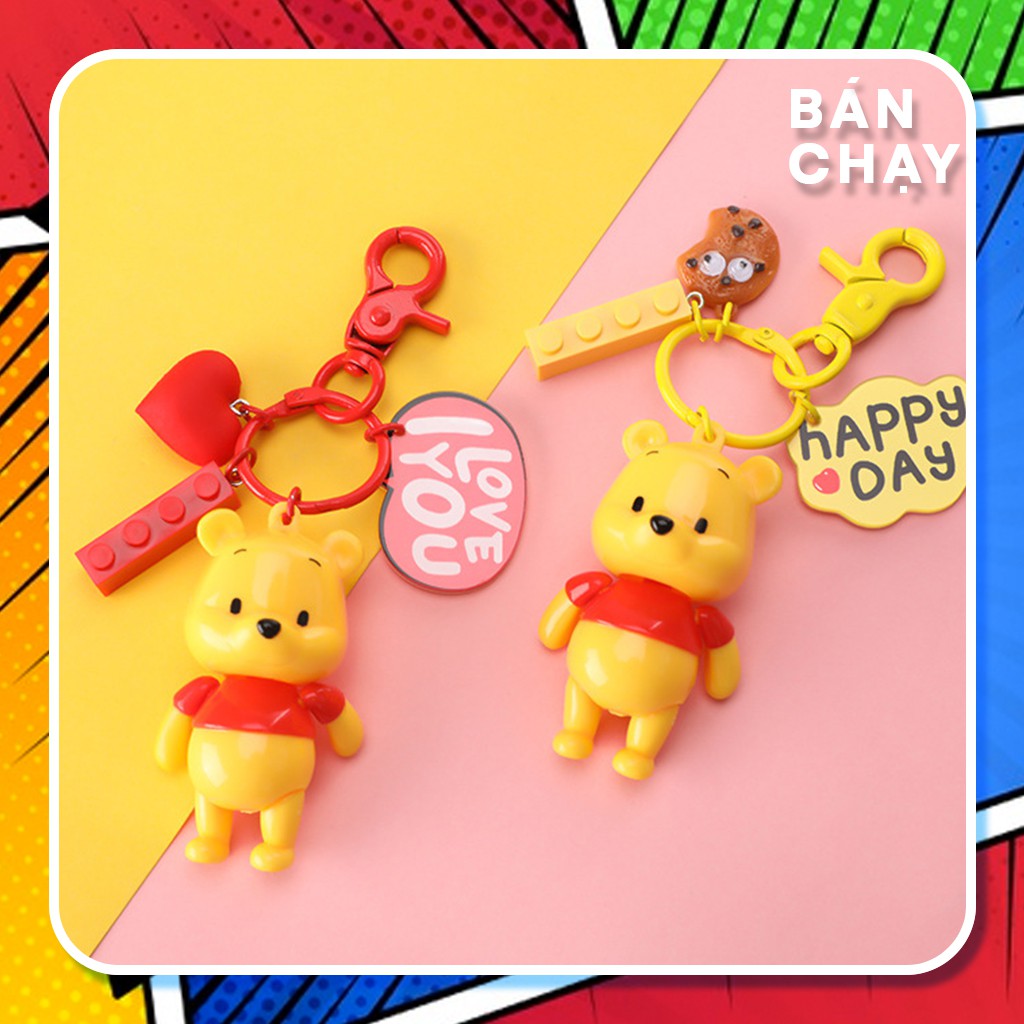 Bộ Móc Khóa Gấu Pooh Siêu Dễ Thương, Đáng Yêu + Kèm Bộ Chuông, Dây Cao Cấp