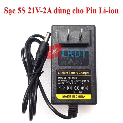 LKDT Sạc 5S 21V 1A, chuyên sạc pin Li-ion 18V, có đèn báo đầy.