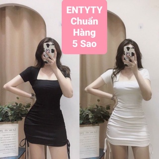 ĐẦM BODY CỔ VUÔNG RÚT 2 BÊN TAY NGẮN CNAS - NTTshop