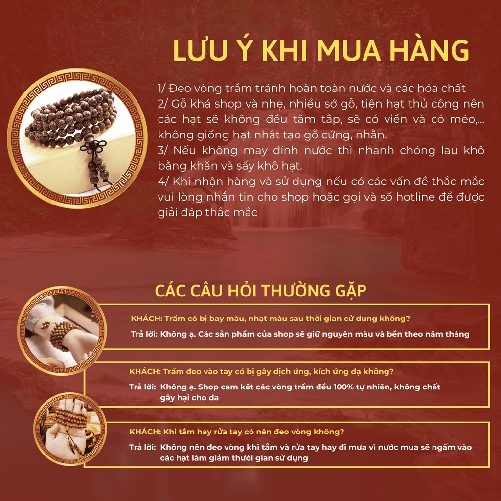 Vòng tay - Vòng trầm hương 108 hạt 100% tự nhiên mang lại may mắn, tài lộc cho nam và nữ