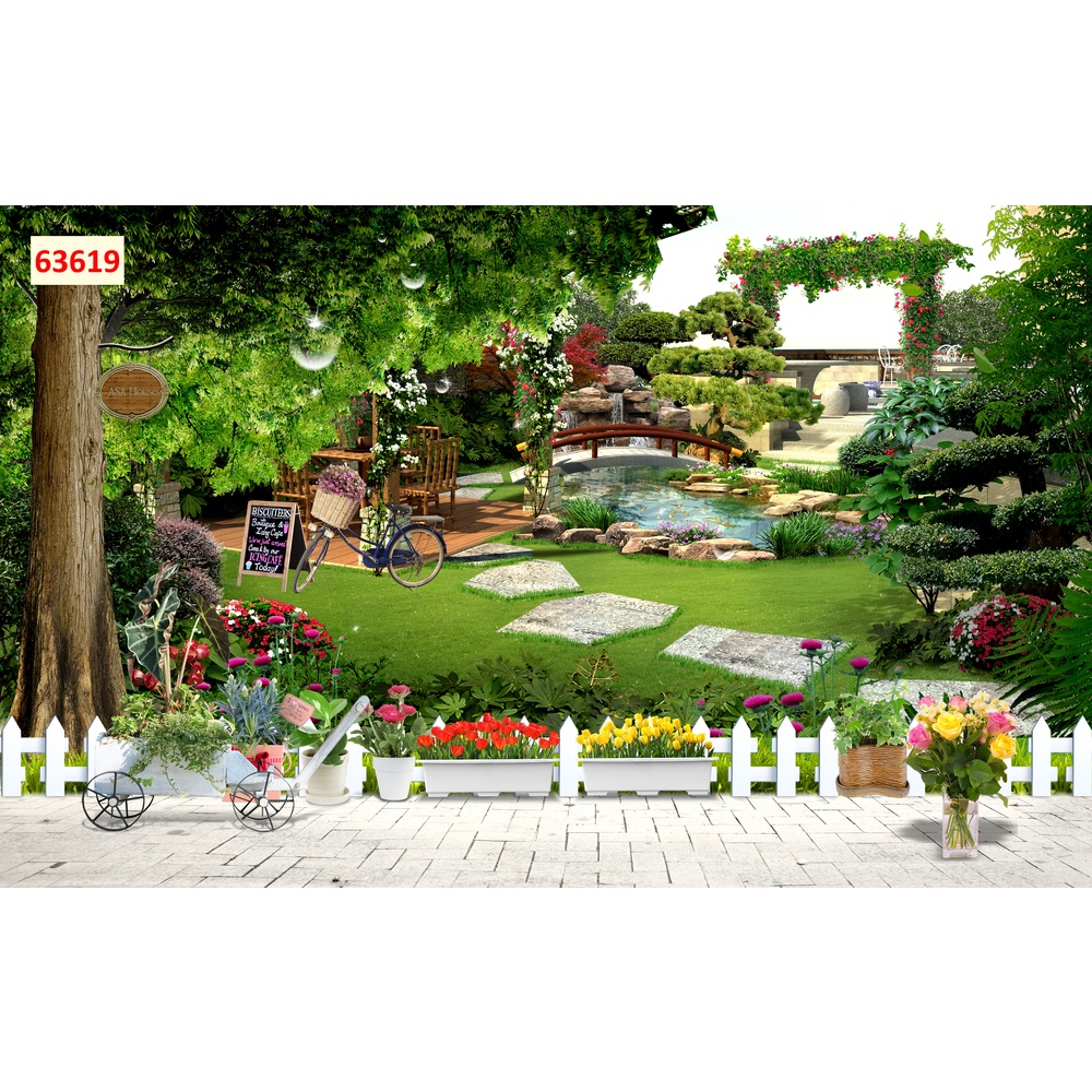 Tranh dán tường Quán Cafe, Trà Sữa, Trang Trí Cửa Hàng 3D mẫu hot