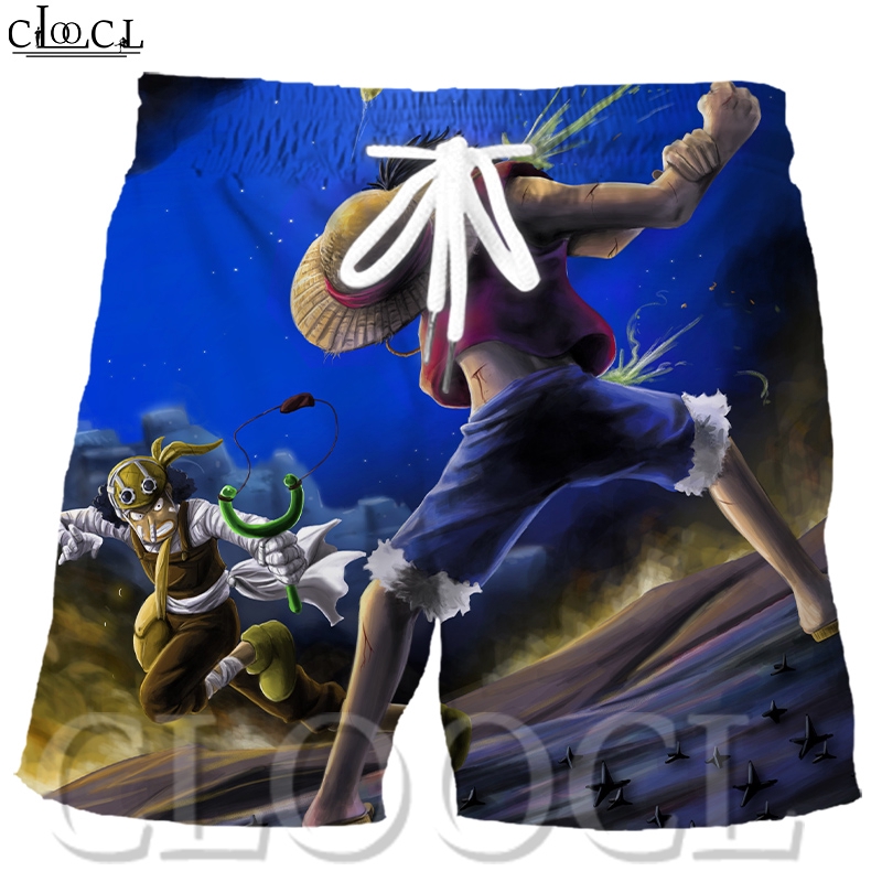 Quần Short Dây Rút Co Giãn In Họa Tiết One Piece 3D Độc Đáo Thời Trang Đi Biển Cho Nam