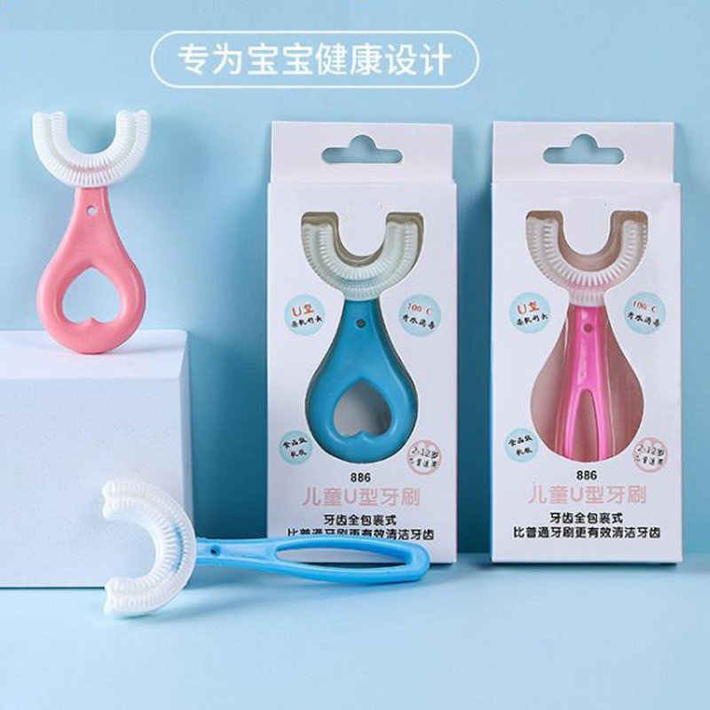 Bàn chải đánh răng thông minh chữ U silicon cho bé từ 2-6 tuổi