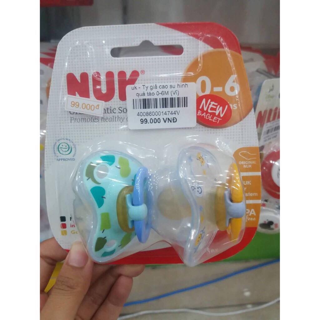 Bộ 2 ti giả NUK cao su Happykids 0-6m , 6-18m