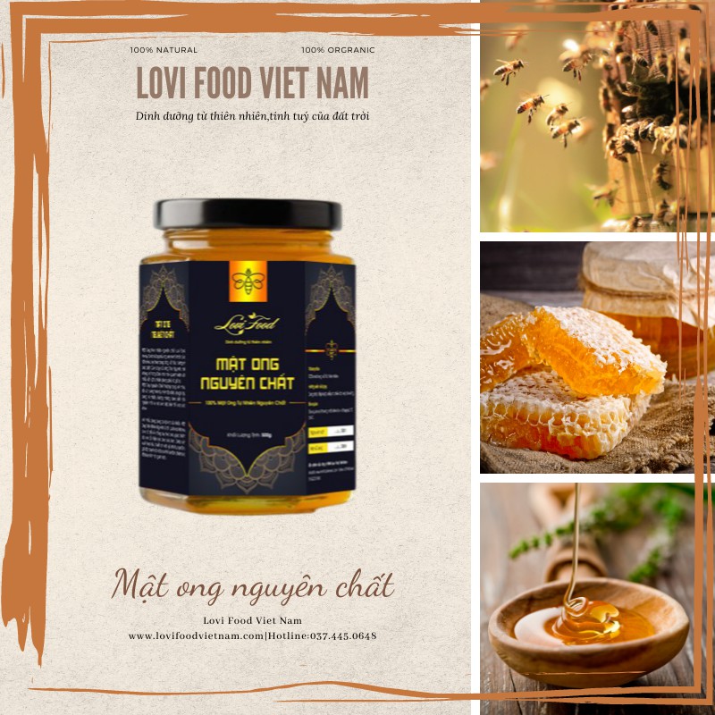 MẬT ONG NGUYÊN CHẤT - 850gram Lọ thuỷ tinh sẩn phẩm 100% từ mật ong rừng thiên nhiên - Lovi Food Việt Nam