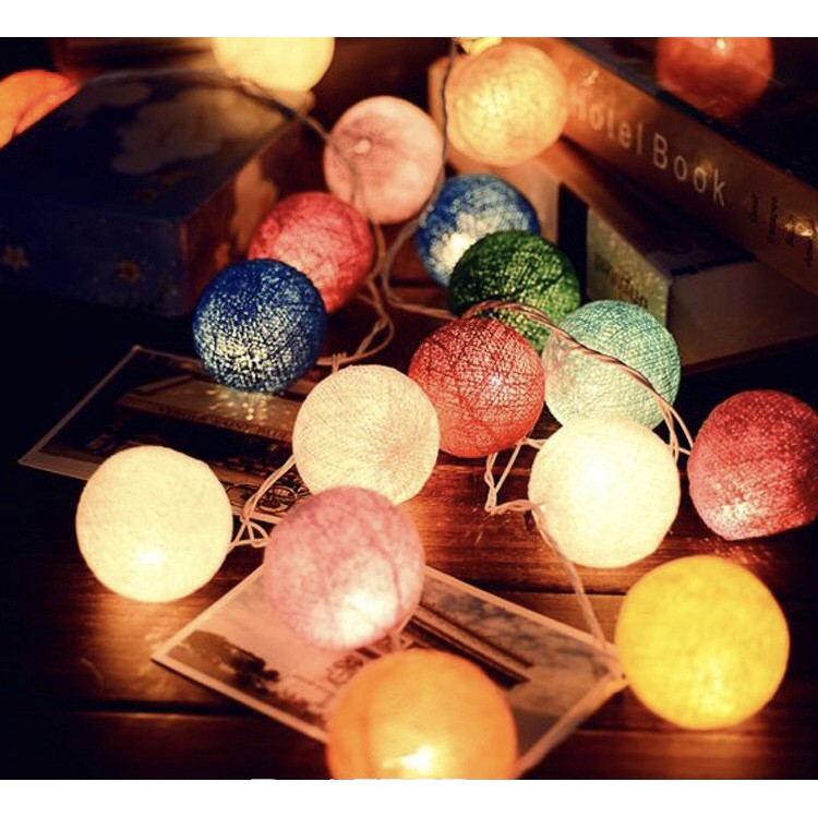 Đèn LED Cotton Ball Bóng Vàng Ấm - Size To Dùng DECORE Phòng Ngủ, Nhà Hàng, Bữa Tiệc Thêm Xinh