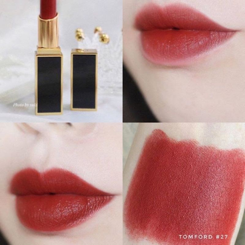 SON THỎI LÌ High End Tom Ford Lip Color Satin Matte No.27 Shameless ĐỎ GẠCH