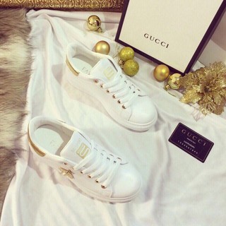 giày thể thao nữ/😍Freeship đơn 150k⚡giày sneaker nữ/giày nữ trắng đế cao/giày thể thao nữ đính ong gót vàng (ảnh thật)