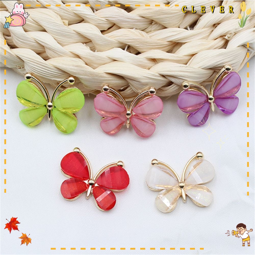Set 10 nút cài bằng hợp kim hình bướm nhiều màu sắc 22 * ​​29mm dùng trang trí quần áo DIY