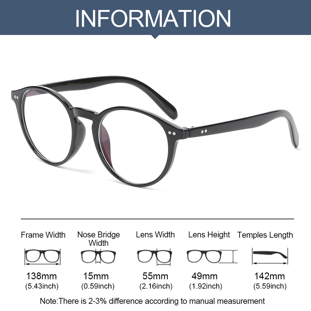 Kính tròn gương phẳng chống ánh sáng xanh chơi siêu nhẹ Unisex