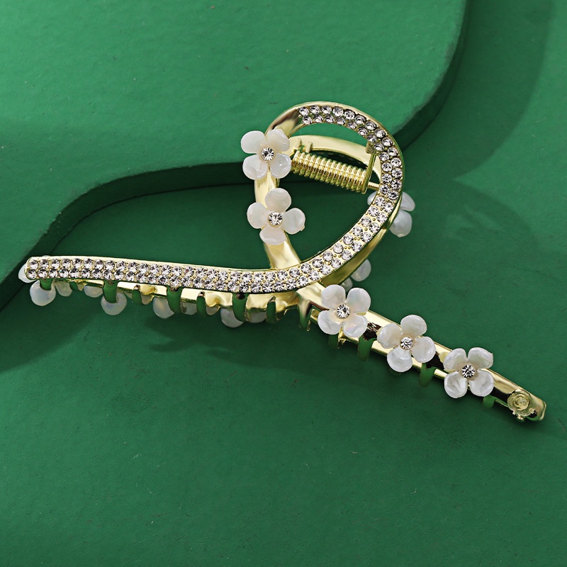 Kẹp Tóc Kim Loại Hình Cá Mập Đính Hoa Lớn