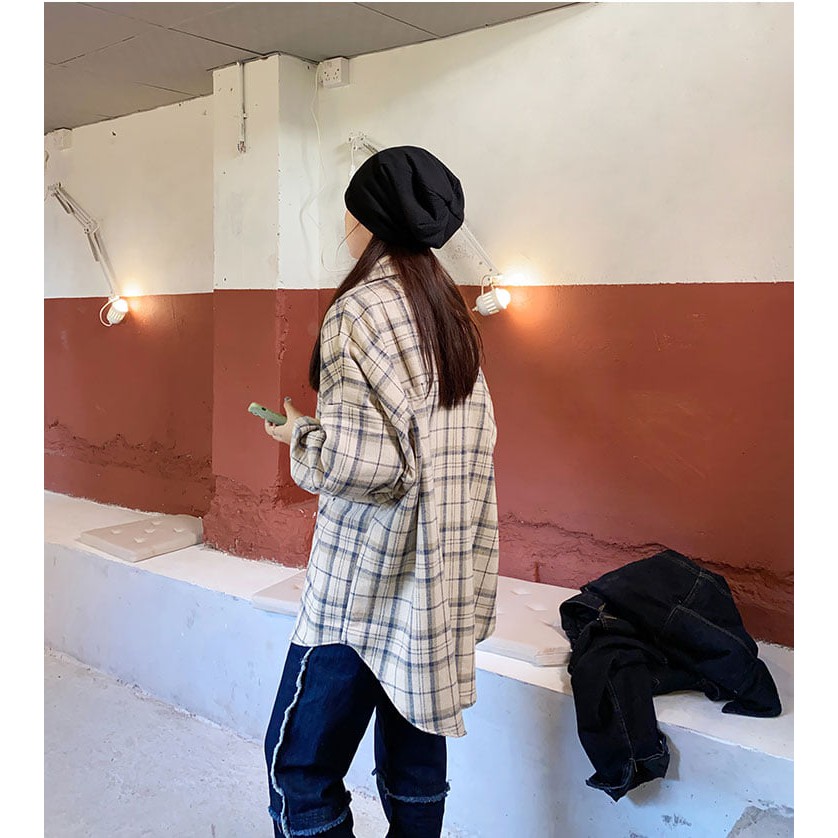 [CHEAPY] Áo sơ mi dài tay kẻ caro lồng đèn unisex - Áo sơ mi dài tay freesize phom rộng dáng suông tay phồng hot trend | BigBuy360 - bigbuy360.vn