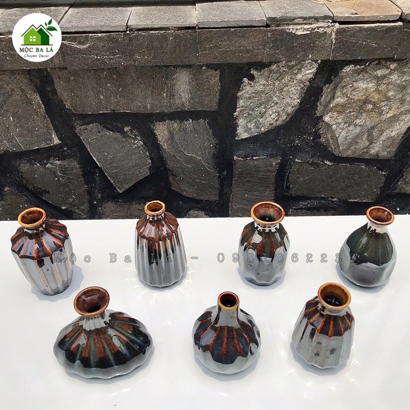 LỌ HOA MINI - MEN HỎA BIẾN - DECOR TRANG TRÍ ĐỂ BÀN - GỐM BÁT TRÀNG - MẪU SỐ 8