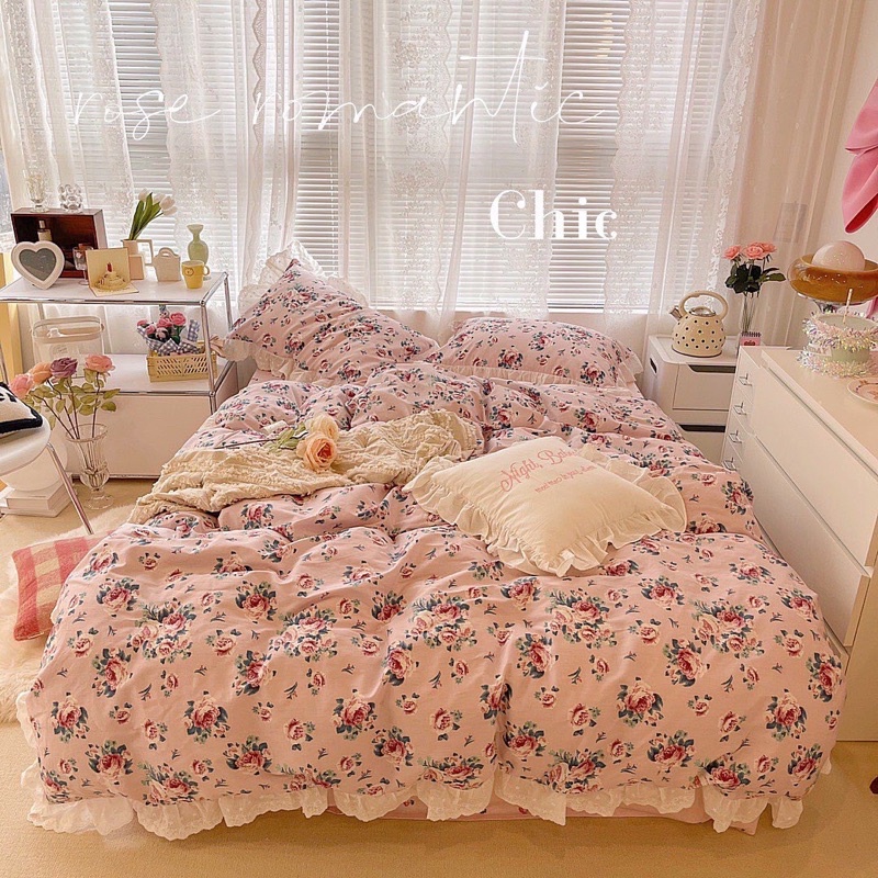 Cotton bèo ren cao cấp Suhali Shop, bộ vỏ chăn ga gối chất liệu 100% Cotton mềm mịn