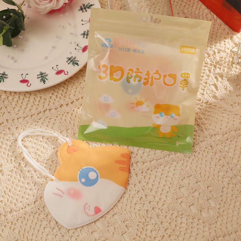 [ Túi 10 Chiếc ] Khẩu Trang 3D In Hình Dễ Thương Dành Cho Bé Yêu 4 - 8 Tuổi