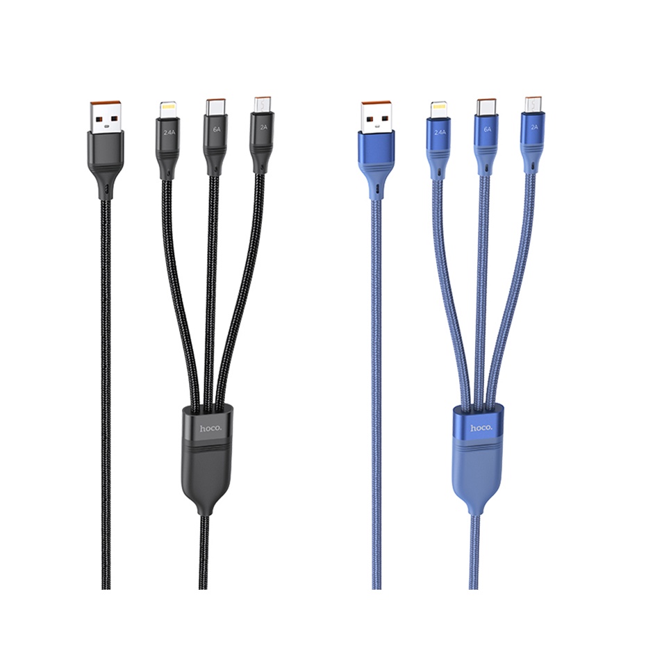 HOCO U104 Cáp sạc nhanh 3 trong 1 66W PD QC3.0 USB C Tương thích với  12 13 Pro Max Samsung S21 S22 Bộ sạc  Xiaomi Redmi 9A Cáp sạc nhanh USB Type-C đa năng