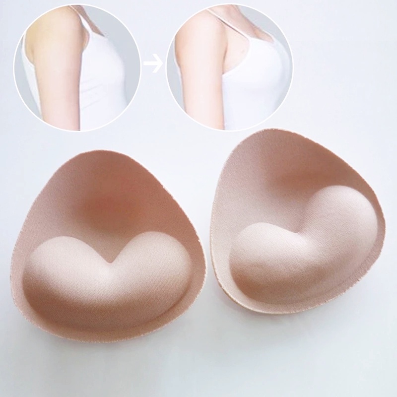 1 Cặp Miếng Đệm Ngực Bằng Vải Chất Lượng Cao Thoáng Khí Hình Trái Tim Dễ Thương Có Thể Tái Sử Dụng