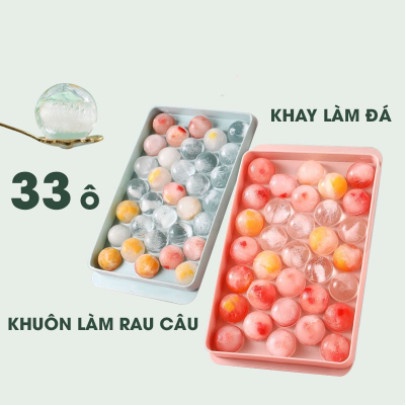 Khay Đá, Khuôn Đá, Khuôn Làm Thạch Vỉ 33 Viên Dang Tròn Có Nắp Đậy An Toàn Tiện Lợi (giao màu ngẫu nhiên)