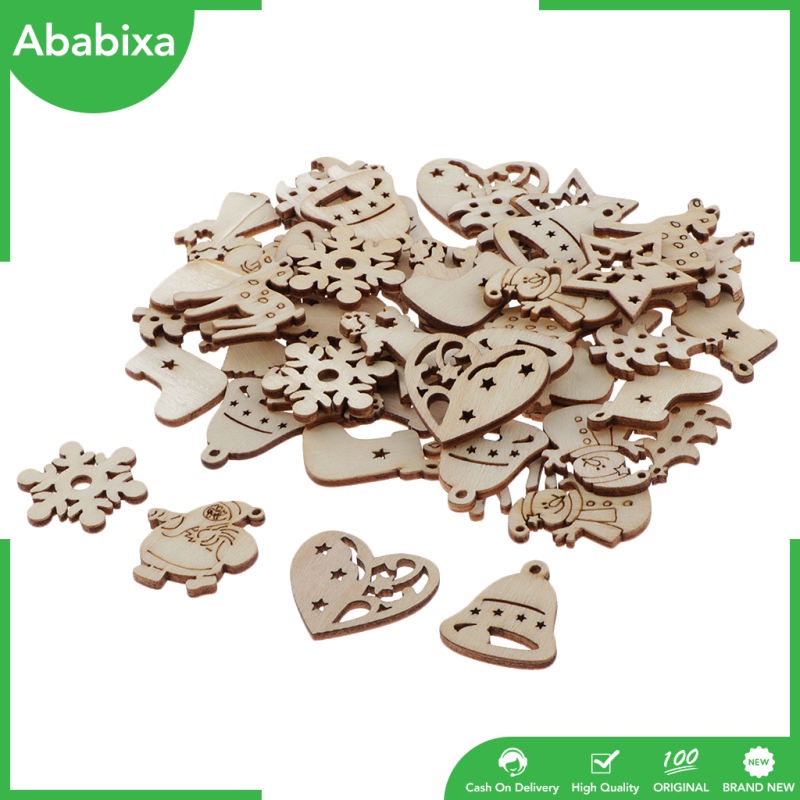 Set 50 Miếng Gỗ Dùng Trang Trí Chủ Đề Giáng Sinh DIY