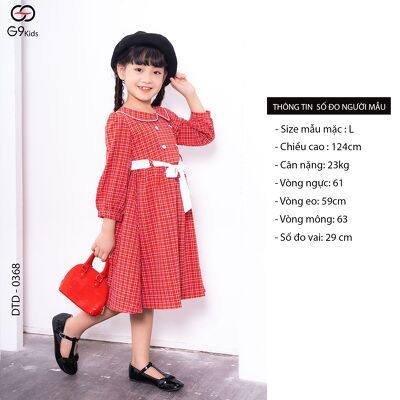 Váy bé tay dài 0368 G9moza với chất liệu kate