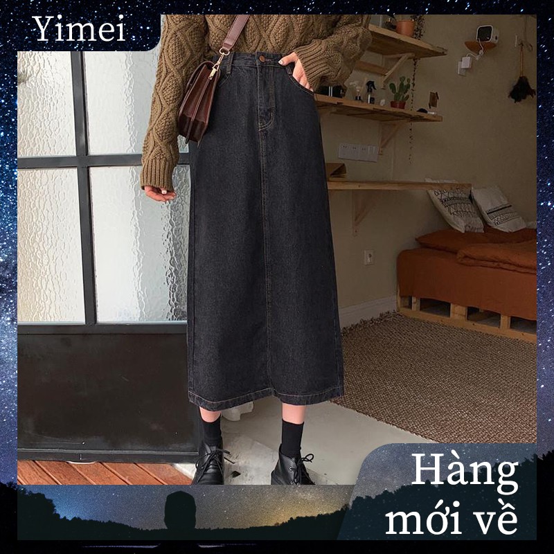⭐0412⭐ New high waisted denim midi dress