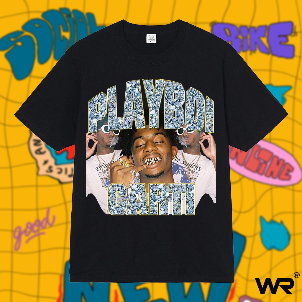 Áo thun phong cách Rapper Sparking Playboi Carti form rộng 100% cotton