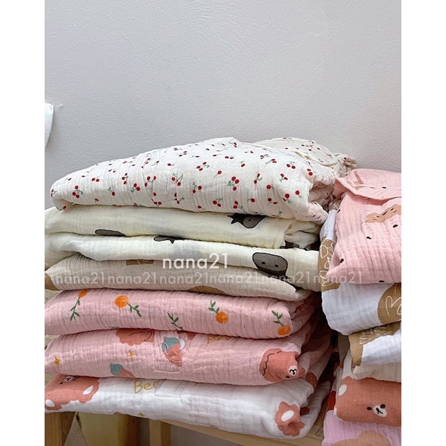 Sét bộ pyjama chất xô đũi 2 dây viền bèo in hoạt hình