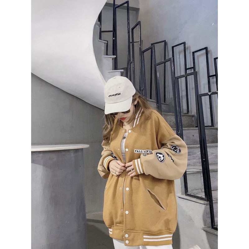 ÁO KHOÁC BOMBER BÓNG CHÀY SỌC THÊU LOGO STICKER KÈM ẢNH THẬT | BigBuy360 - bigbuy360.vn