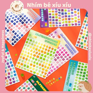 2 tấm sticker Alphanumeric chữ cái/số đếm béo ú nhiều màu sắc trang trí toploader sổ tay KPOP journal VT232