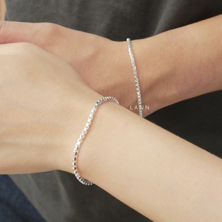  Lắc tay đôi lụa trơn size lớn BẠC S925 LANN B170 COUPLE 