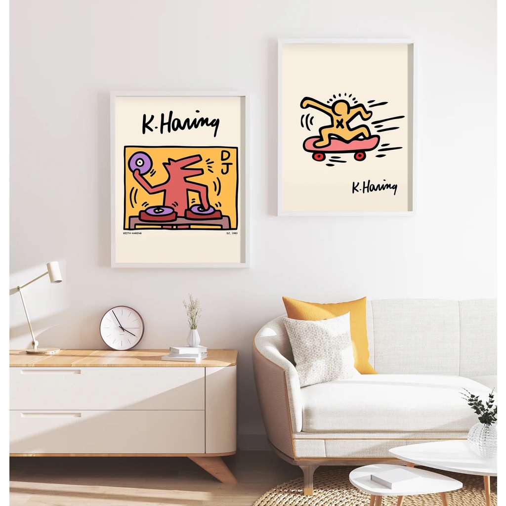 ⚡Tranh treo tường decor, 50 mẫu tranh Keith Haring chọn lọc, đẹp lạ - Tặng kèm đinh treo - TIỆM TRANH 91