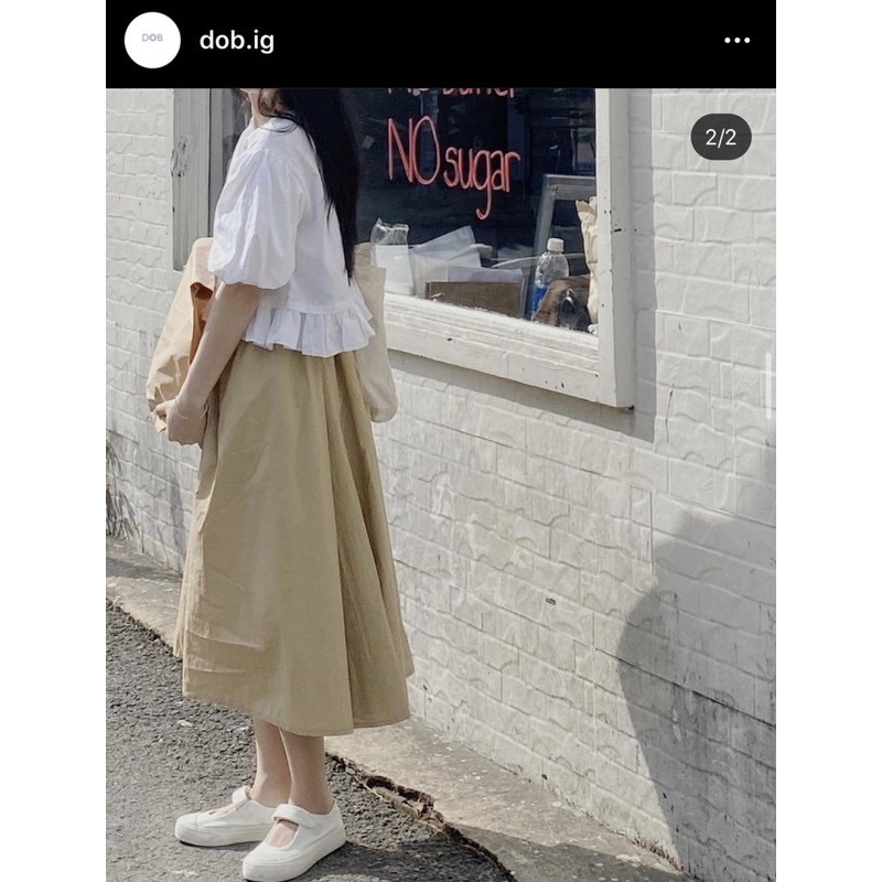 Dob.ig Set See Top Áo dáng croptop tay bồng Chân váy