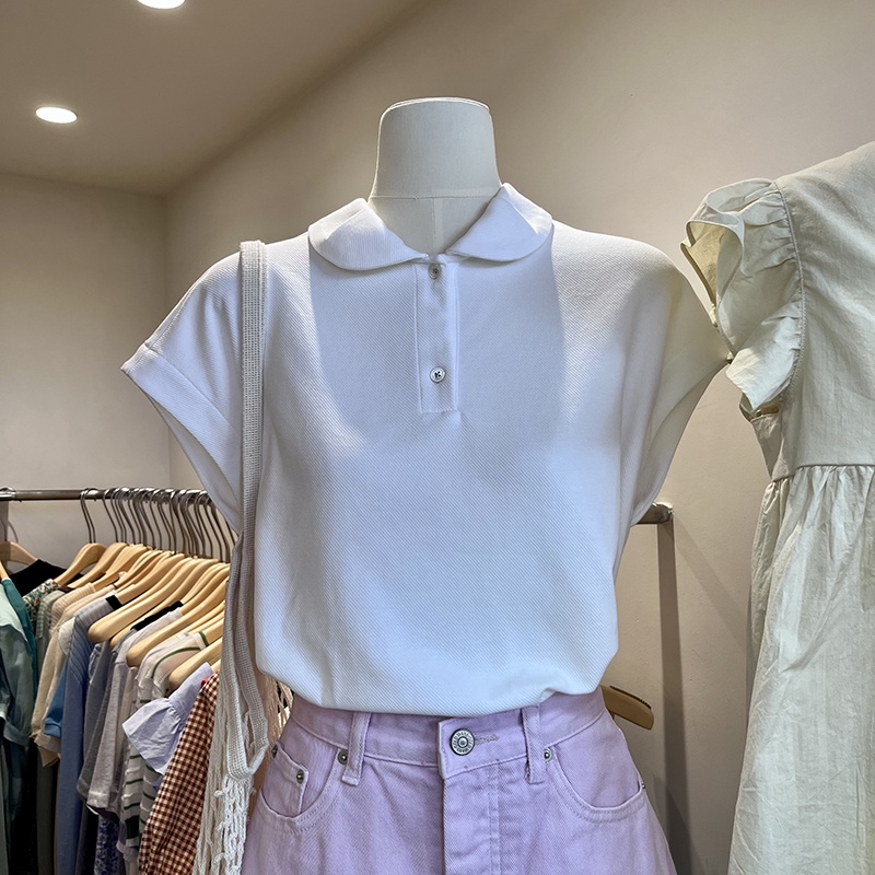 Áo Thun Sát Nách Cổ Polo Màu Sắc Đơn Giản Phong Cách retro Mỹ Cho Nữ