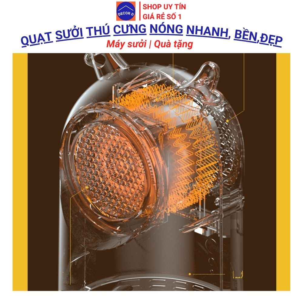 Quạt sưởi mini thú cưng để bàn ấm nhanh, công suất lớn, chạy cực êm - Phù hợp văn phòng, phòng ngủ, decor