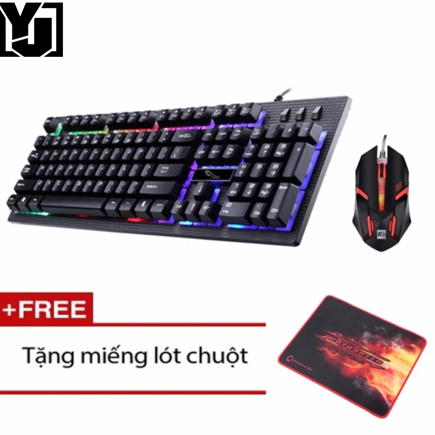 Combo bàn phím LED giả cơ G20 và chuột chơi Game R8 1602 (Đen) + Tặng kèm lót chuột