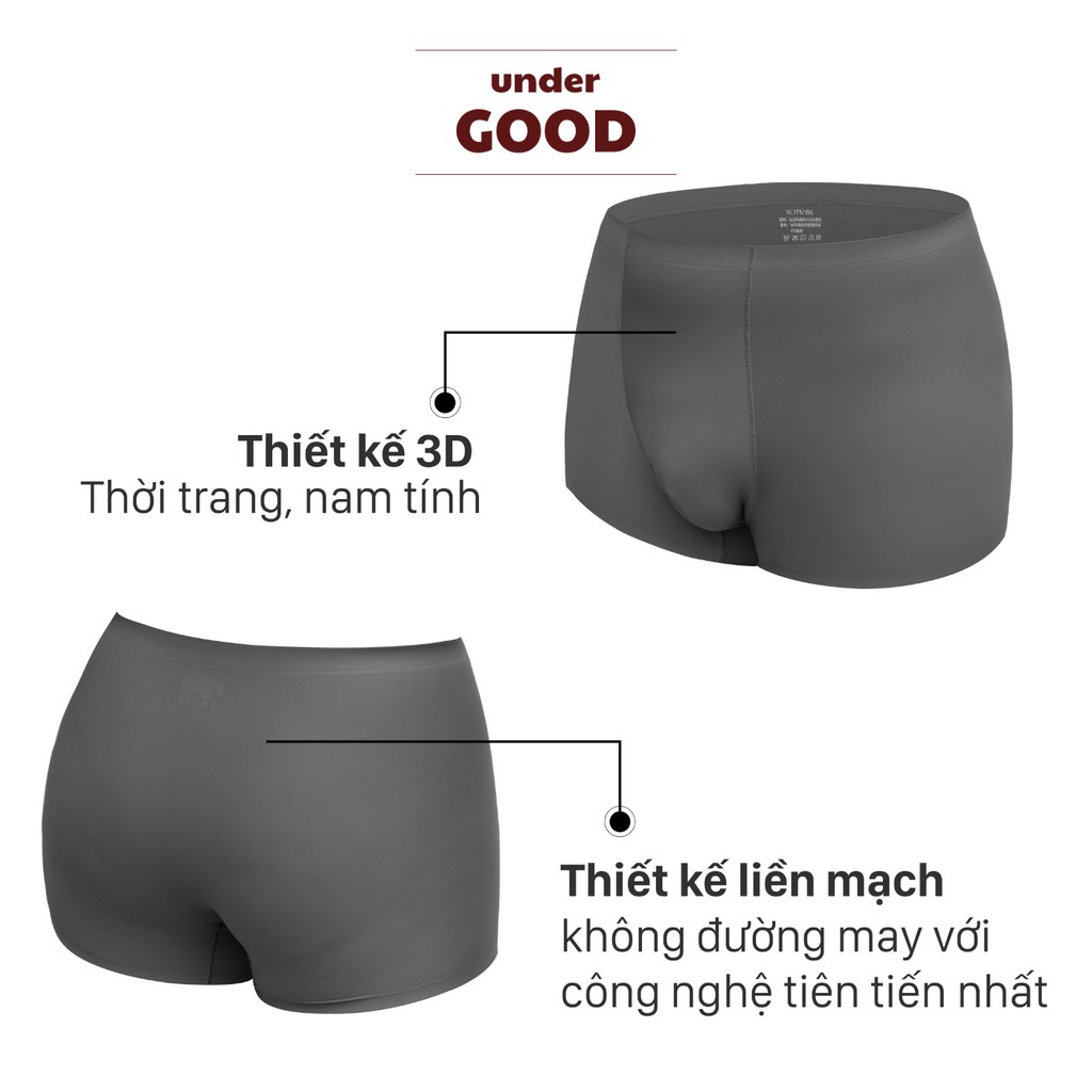 Quần sịp nam dáng Boxer vải lụa băng cao cấp mát, mịn, thoáng khí/ Quần lót nam thun lạnh siêu co giãn| UnderGOOD