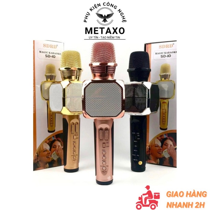 [Mã ELHACE giảm 4% đơn 300K] Mic hát Karaoke Bluetooth SD-10, mic không dây mini, có sạc pin dung lượng 1500mAh